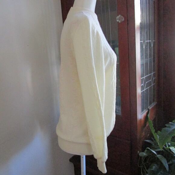 80s/90s Bay Harbour Cream Mock Neck Sweater Zip Back Knit Size M Coastalchic - Picture 4 of 16